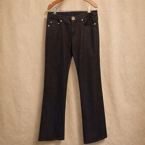 ST JOHN Couture Bootcut Jeans Dark Wash Mid Rise Stud Pocket Denim Pants